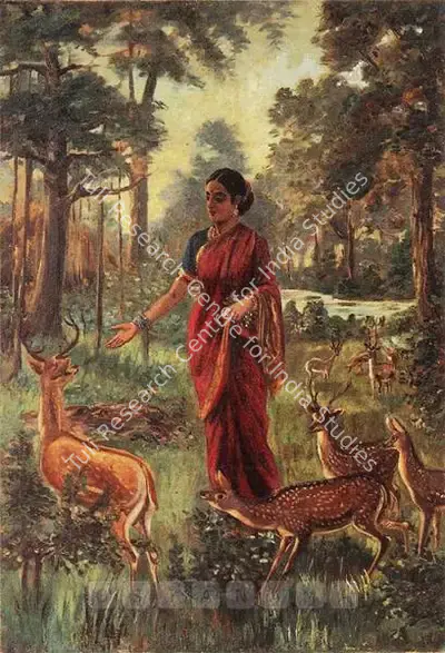 School of Raja Ravi Varma (Artist), Sita With The Golden Deer, Painting