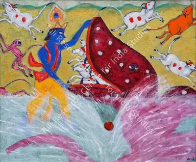 Amit Ambalal (Artist), Krishna Leela, 2007, Painting