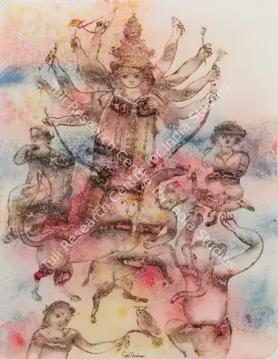 Sakti Burman (Artist), Untitled (Durga), 2008, Painting