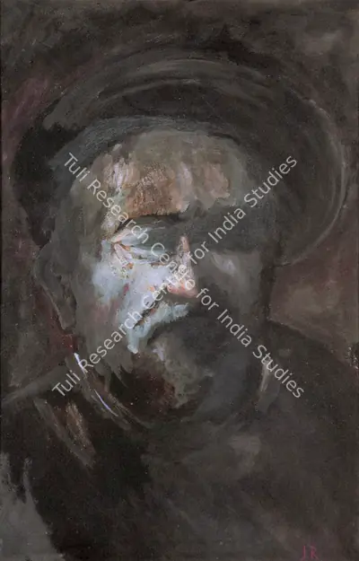 Roy, Jamini (Artist). Portrait Of Rembrandt Harmenszoon Van Rijn. Oil on cardboard, c.1925 | Painting  | 00879839
