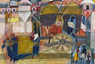 J. Sultan Ali (Artist), Untitled (Pink City), 1959, Painting