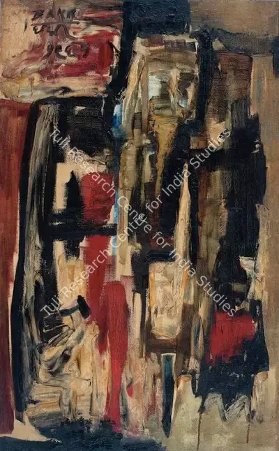 S.K. Bakre (Artist), Untitled (Cityscape), 1961, Painting
