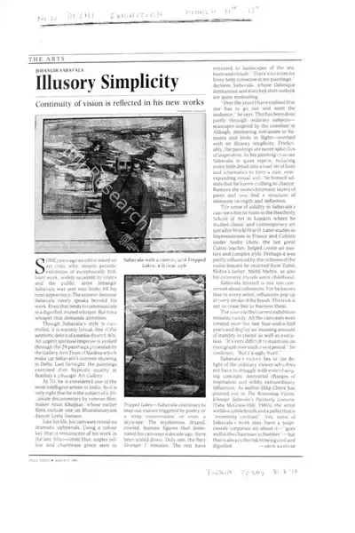 Arun Katiyar (Writer), Illusory Simplicity, 1993, Newspaper Clipping