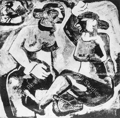 M.F. Husain (Artist), Zameen (detail), 1955, Painting