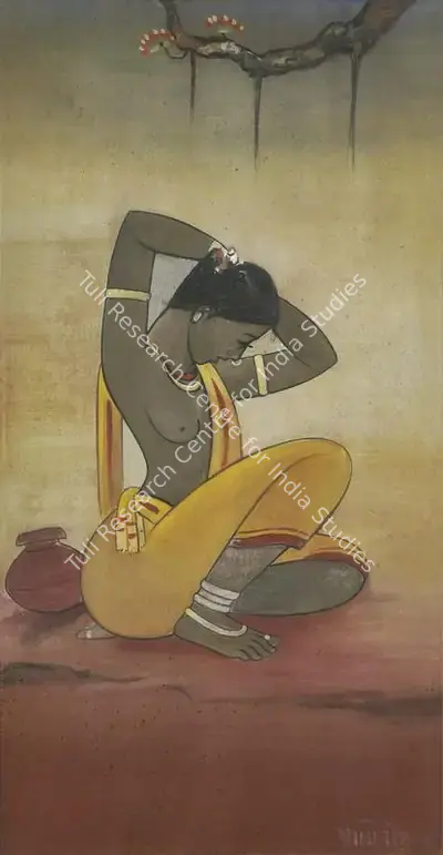 Jamini Roy (Artist), Santhal Woman, 1930, Painting