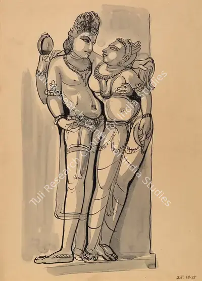 Somnath Hore (Artist), Untitled (Khajuraho), 1955, Drawing