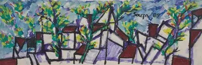 F.N. Souza (Artist), Untitled (Landscape), 1989, Painting