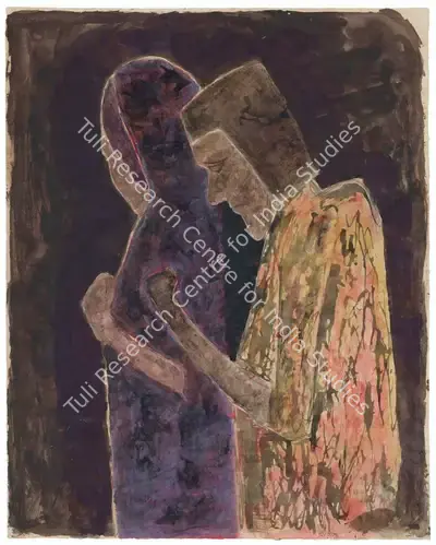 Rabindranath Tagore (Artist), Untitled (Couple), 1931, Painting