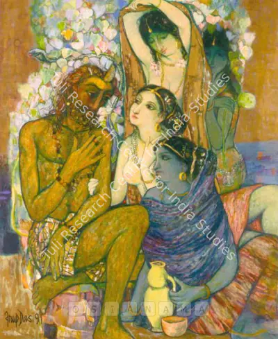 Arup Das (Artist), Seduce Of Rishasringa, 1991, Painting