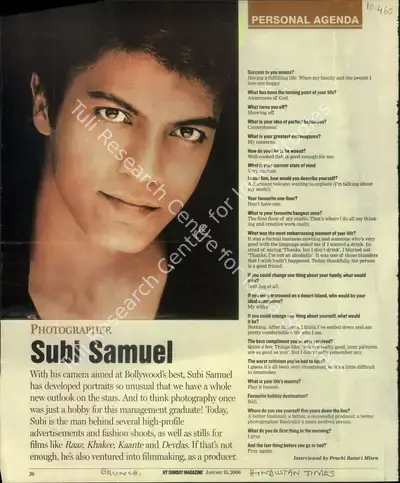 Prachi Raturi Misra (Reporter), Subi Samuel, 2006, Newspaper Clipping