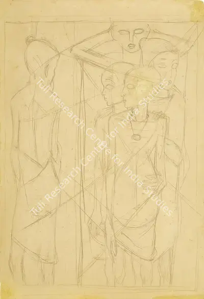 Somnath Hore (Artist), Untitled, 1959, Drawing
