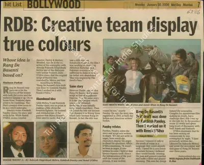 Shaheen Parkar (Reporter), RDB: Creative team display true Colours, 2006, Newspaper Clipping