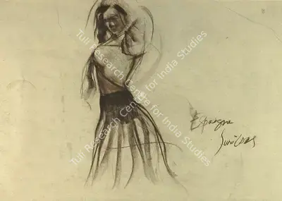Sunil Das (Artist), Flamenco Dancer, 1963, Drawing