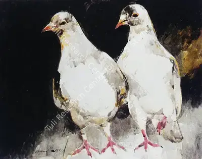 Jamil Naqsh (Artist), Untitled (Pair Of Doves), Painting