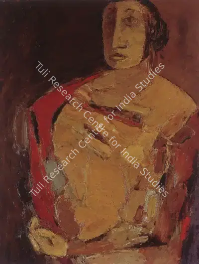 Tyeb Mehta (Artist), Red Shawl, 1961, Painting