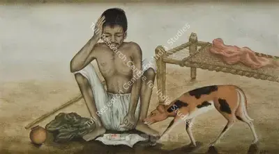 Bengal School (Artist), A Beggar With His Dog, 1921, Painting