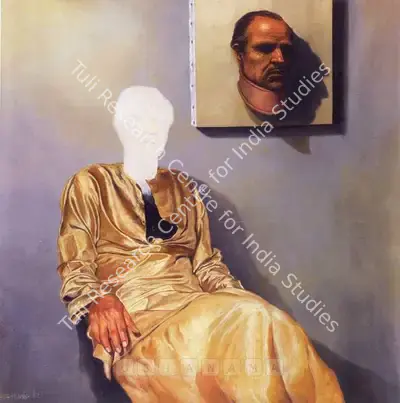 Bikash Bhattacharjee (Artist), Stiff Necked Hero, 1982, Painting