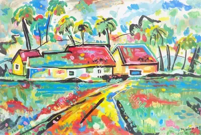 F.N. Souza (Artist), Landscape, 1948, Painting