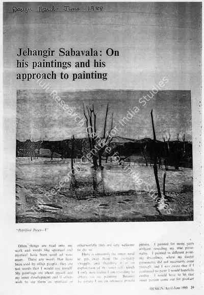 Jehangir Sabavala, 1988, Newspaper Clipping