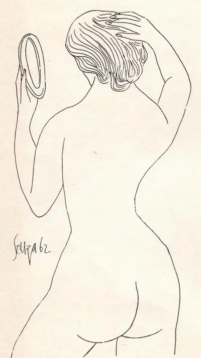 F.N. Souza (Artist), Nude, 1962, Drawing
