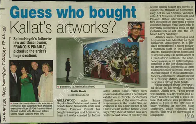 Riddhi Doshi (Reporter), Guess Who Bought Khallat's Artworks?, 2008, Newspaper Clipping