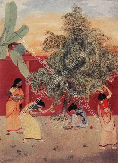 Sanat Chatterjee (Artist), Picking Flowers, 1959, Painting