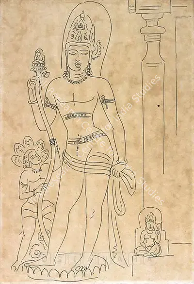 K.K. Hebbar (Artist), Aurangabad Cave Series, 1963, Drawing