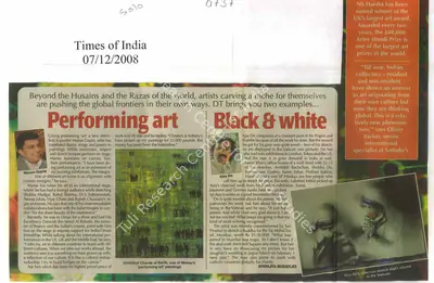 Aparajita Mukherjee (Reporter), Performing Art, Black & White, 2008, Newspaper Clipping