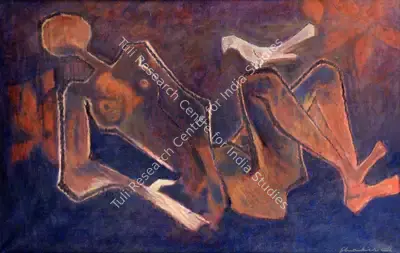 Shakir Ali (Artist), Untitled (Reclining Figure with Bird), Painting