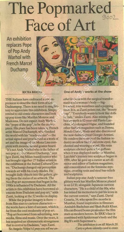 Richa Bhatia (Reporter), The Popmarked Face of Art, 2011, Newspaper Clipping