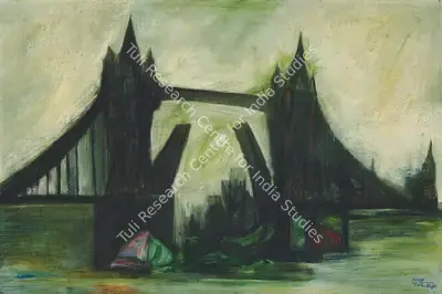 S.K. Bakre (Artist), Untitled (Tower Bridge, London), 1961, Painting