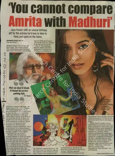 Aakanksha Naval-Shetye (Reporter), You Cannot Compare Amrita with Madhuri, 2008, Newspaper Clipping