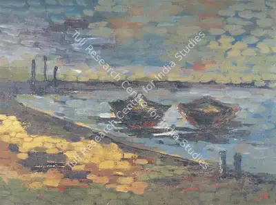 Roy, Jamini (Artist). Boatscape. Oil on canvas, late 1920s | Painting | FineArts | 00371646