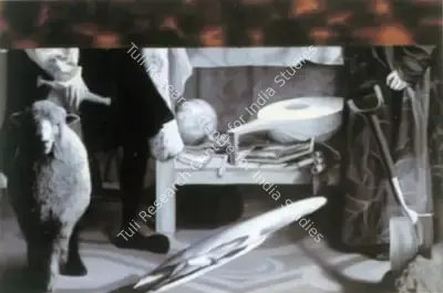 T.V. Santhosh (Artist), Two Wise Men And Their Sheep, 2003, Painting