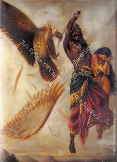 Raja Ravi Varma (Artist), Jataya Vadha, 1895, Painting