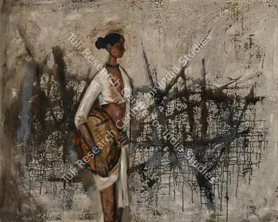 B. Prabha (Artist), Fisher Girl with Net, 1963, Painting