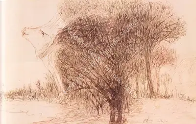 Rabindranath Tagore (Artist), Dumb Efforts And A Desperate Appeal To Emptiness, 1939, Drawing