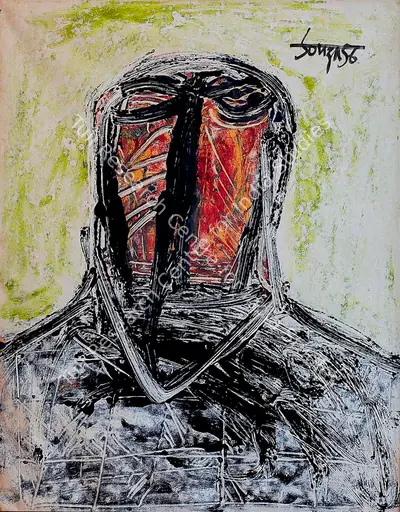 F.N. Souza (Artist), Untitled (Head), 1956, Painting