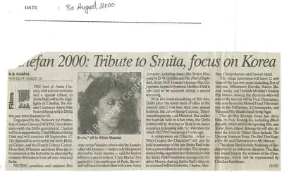 B.B. Nagpal (Reporter), Cinefan 2000: Tribute to Smita, focus on Korea, 2000, Newspaper Clipping