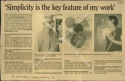 Moumita Chakrabarti (Reporter), Simplicity is the Key Features of My Work, 2008, Newspaper Clipping