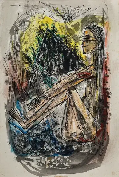 Laxman Pai (Artist), Woman, 1961, Painting