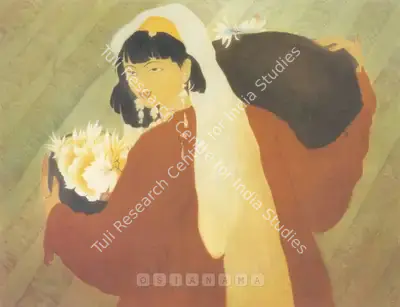 M.A.R. Chughtai (Artist), Flower Girl From Swat, Painting