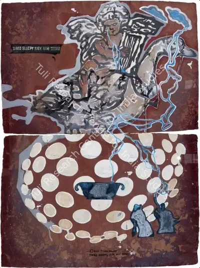 Jitish Kallat (Artist), Tired Sleepy Sick and Sorry, 2003, Painting