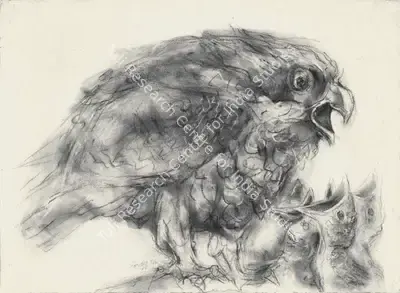 Paritosh Sen (Artist), Birds, 1988, Drawing