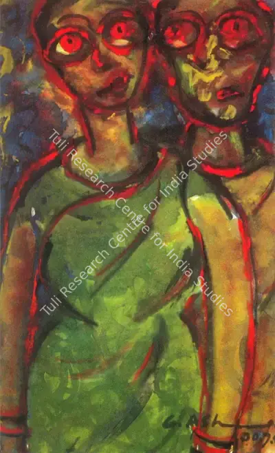 Gobardhan Ash (Artist), Two Women, Painting