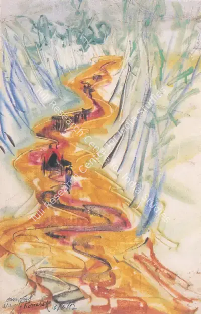 Gopal Ghose (Artist), Road to Konarak, 1952, Painting