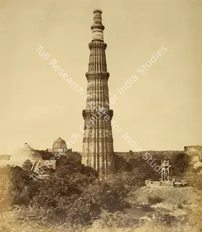 Felice Beato (Photographer), Pillar of Kootub, Delhi, 1858, Antiquarian Photograph