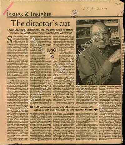 Shobhana Subramanian (Reporter), The director's cut, 2004, Newspaper Clipping