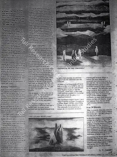 S.V. Vasudev (Writer), A Poet on an artist, 1981, Newspaper Clipping