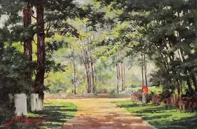 J.P. Gangooly (Artist), In the Park, Painting